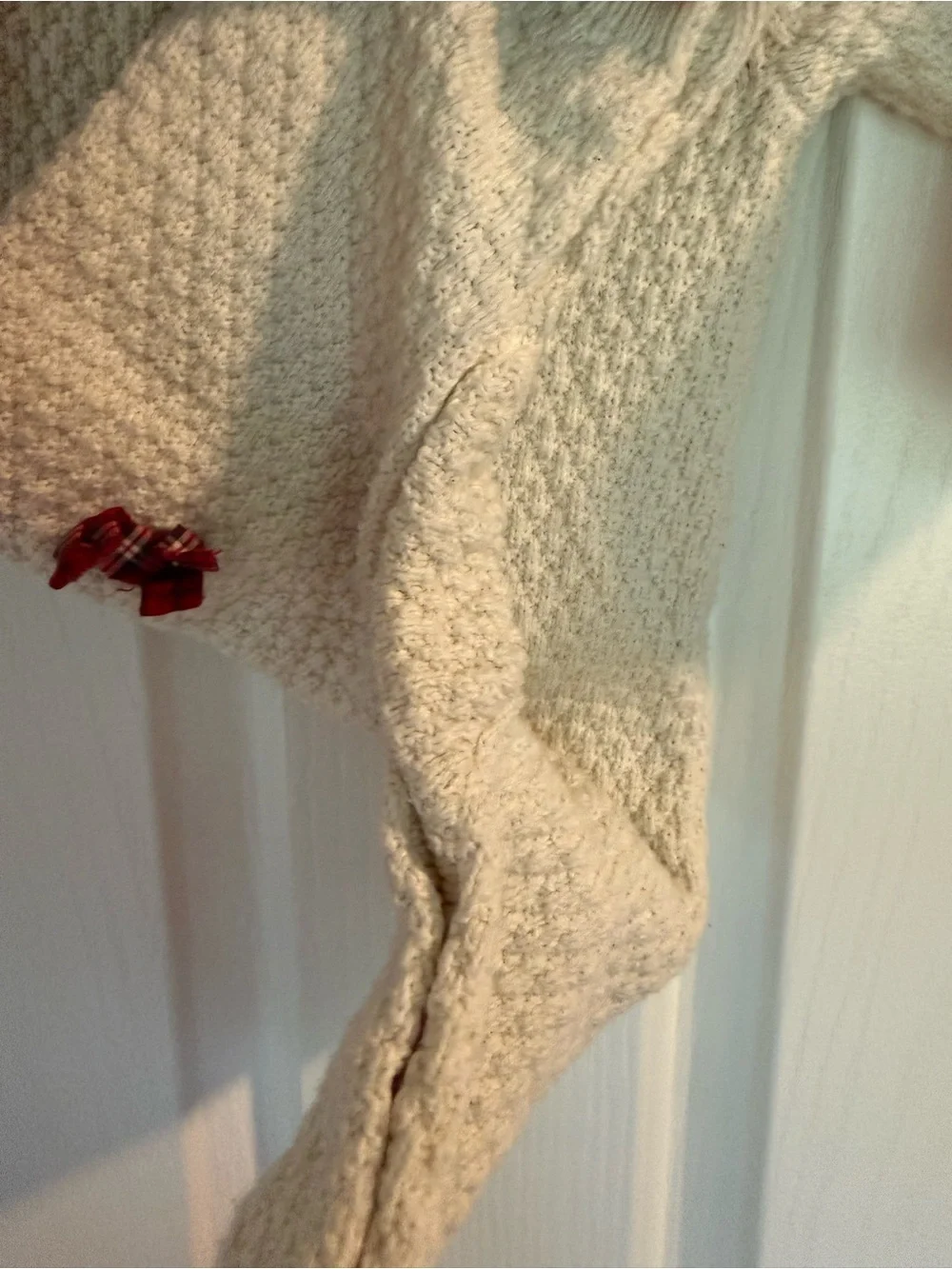 Carter's Cream Knit One-Piece with Red Plaid Bows